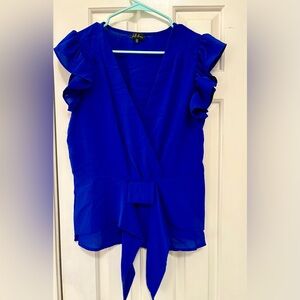 Bella D. Royal Blue Ruffle Blouse